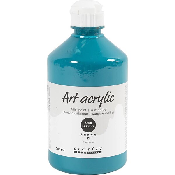 Creativ Company Acryl Verf, semi-glanzend, dekkend, turquoise, 500 ml/ 1 fles