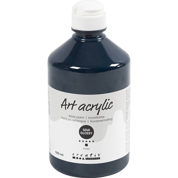 Creativ Company Acryl Verf, semi-glanzend, dekkend, indigo, 500 ml/ 1 fles