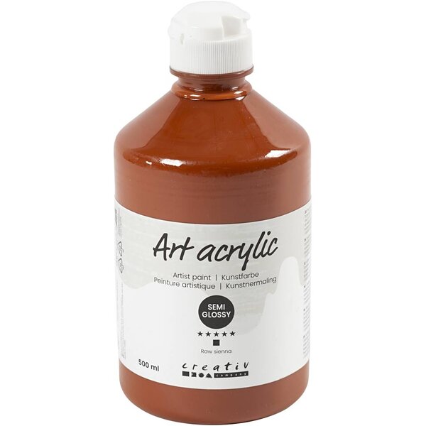 Creativ Company Acryl Verf, semi-glanzend, dekkend, raw sienna, 500 ml/ 1 fles
