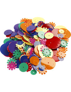 Creativ Company Pailletten, rond, afm 10-25 mm, diverse kleuren, 250 gr/ 1 doos