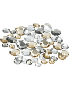 Creativ Company Strasstenen, rond, afm 6+9+12 mm, gouden glans, 360 stuk/ 1 doos