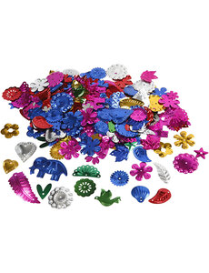 Creativ Company Pailletten, afm 15-45 mm, sterke kleuren, 30 gr/ 1 doos