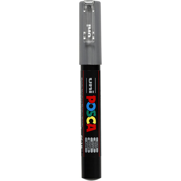 Uni-Posca Posca Marker, afm PC-1M, lijndikte 0,7 mm, extra-fijn, zilver, 1 stuk