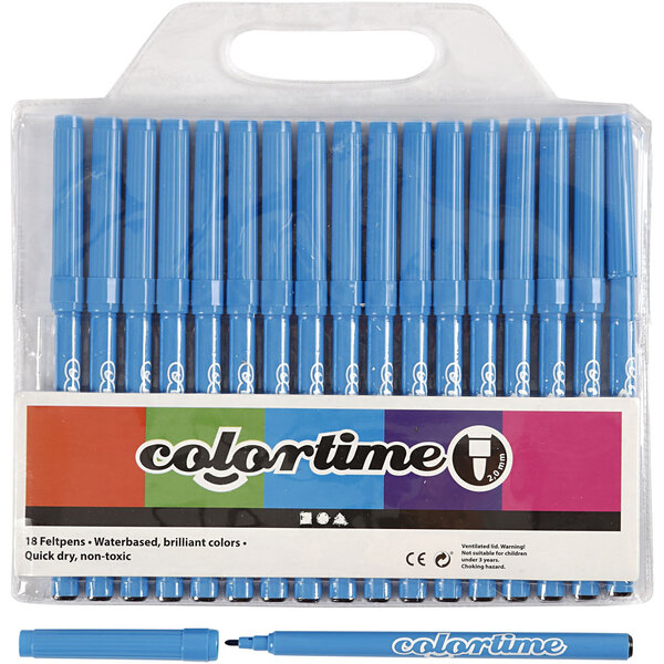 Colortime Colortime stiften, lijndikte 2 mm, lichtblauw, 18 stuk/ 1 doos