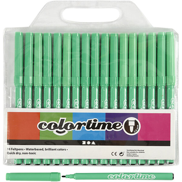 Colortime Colortime stiften, lijndikte 2 mm, lichtgroen, 18 stuk/ 1 doos