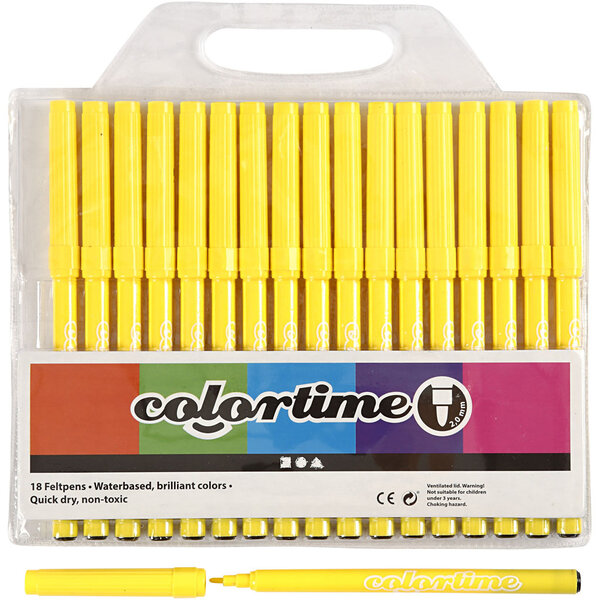 Colortime Colortime stiften, lijndikte 2 mm, citroengeel, 18 stuk/ 1 doos