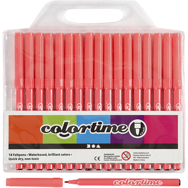 Colortime Colortime stiften, lijndikte 2 mm, roze, 18 stuk/ 1 doos
