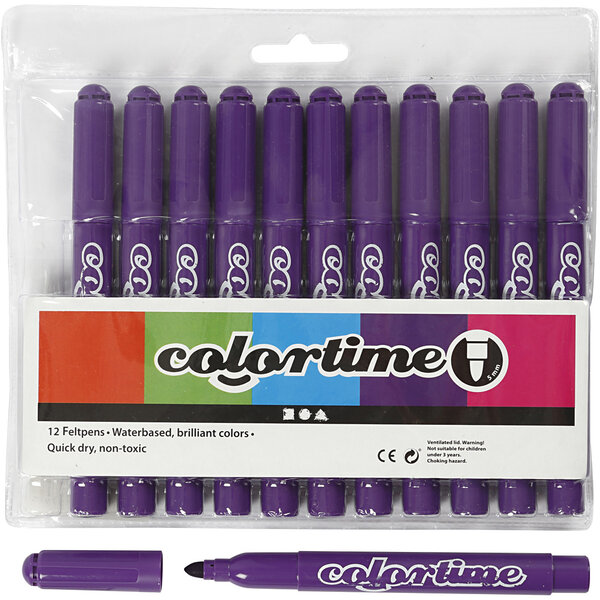 Colortime Colortime stiften, lijndikte 5 mm, donkerpaars, 12 stuk/ 1 doos