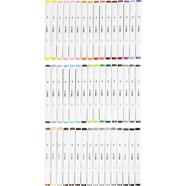 Creativ Company Tekenstift, lijndikte 1+8 mm, standaardkleuren, 48 stuk/ 1 doos