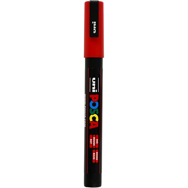 Uni-Posca Posca Marker, afm PC-3M, lijndikte 0,9-1,3 mm, fijn, rood, 1 stuk