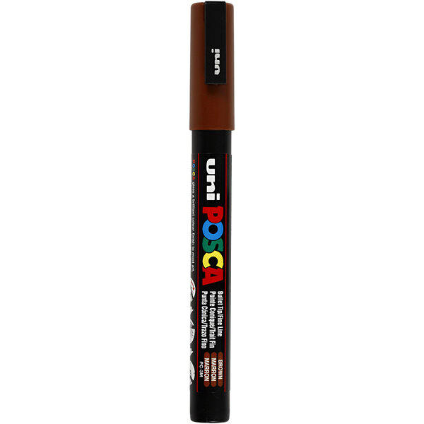 Uni-Posca Posca Marker, afm PC-3M, lijndikte 0,9-1,3 mm, fijn, bruin, 1 stuk