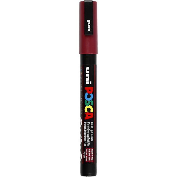 Uni-Posca Posca Marker, afm PC-3M, lijndikte 0,9-1,3 mm, fijn, red wine, 1 stuk