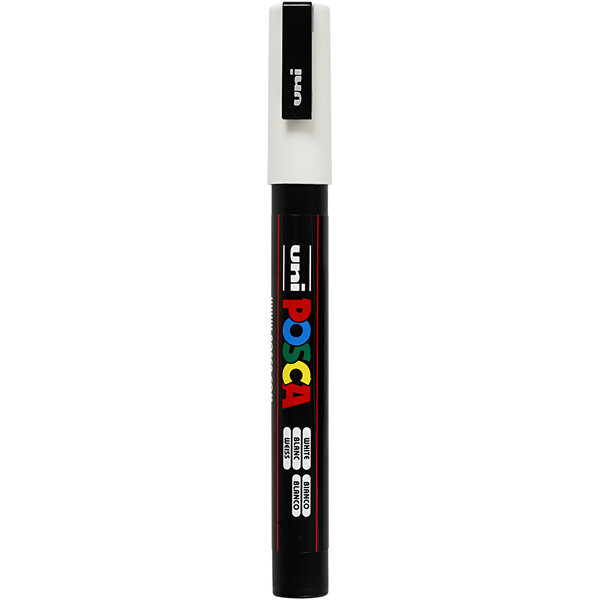 Uni-Posca Posca Marker, afm PC-3M, lijndikte 0,9-1,3 mm, fijn, wit, 1 stuk