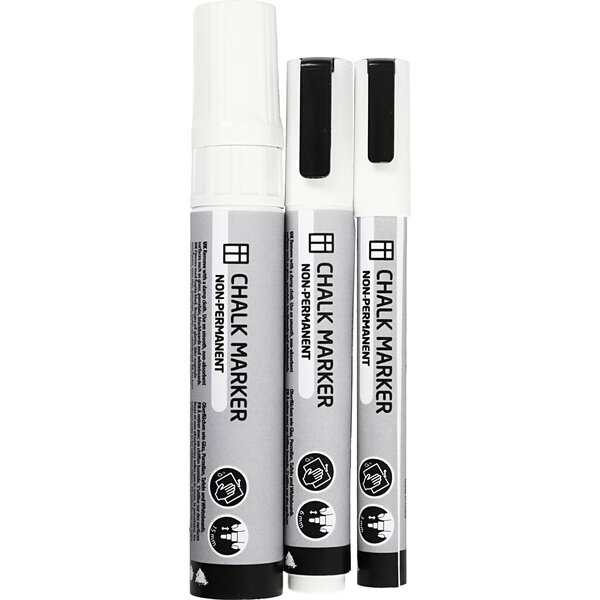 Creativ Company Krijtstiften, lijndikte 3+6+15 mm, wit, 3 stuk/ 1 doos