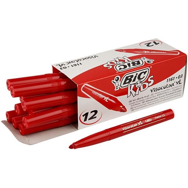 BIC BIC Visa Color Kleurstiften, lijndikte 3 mm, rood, 12 stuk/ 1 doos
