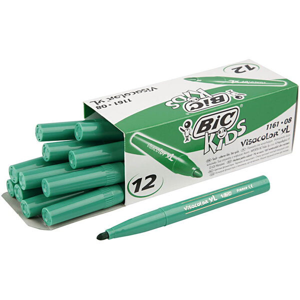 BIC BIC Visa Color Kleurstiften, lijndikte 3 mm, mid groen, 12 stuk/ 1 doos