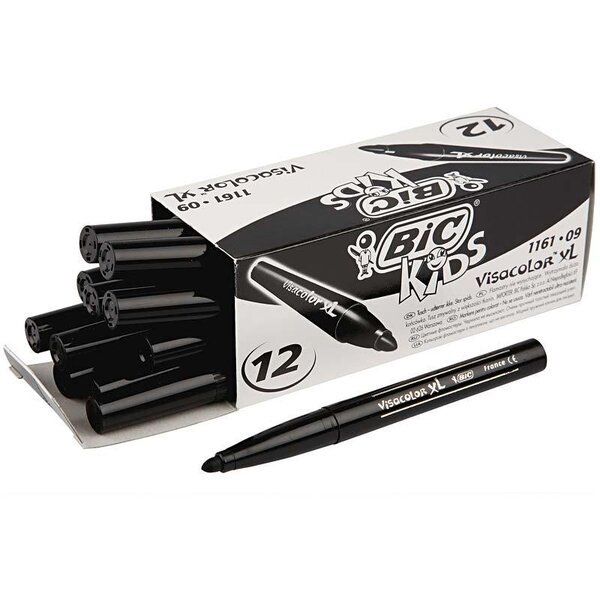 BIC BIC Visa Color Kleurstiften, lijndikte 3 mm, zwart, 12 stuk/ 1 doos