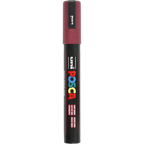 Uni-Posca Posca Marker, afm PC-5M, lijndikte 2,5 mm, medium, red wine, 1 stuk