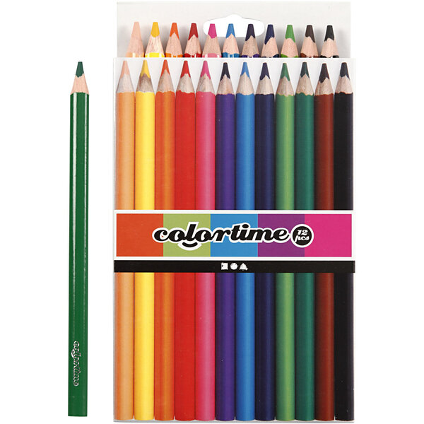 Colortime Kleurpotloden, L: 17,45 cm, vulling 5 mm, JUMBO, diverse kleuren, 12 stuk/ 1 doos