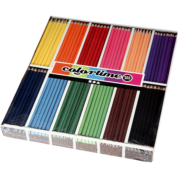 Colortime Colortime Kleurpotloden, L: 17,45 cm, vulling 3 mm, diverse kleuren, 12x24 stuk/ 1 doos