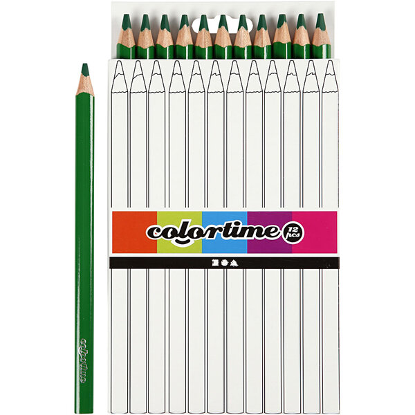 Colortime Kleurpotloden, L: 17,45 cm, vulling 5 mm, JUMBO, groen, 12 stuk/ 1 doos