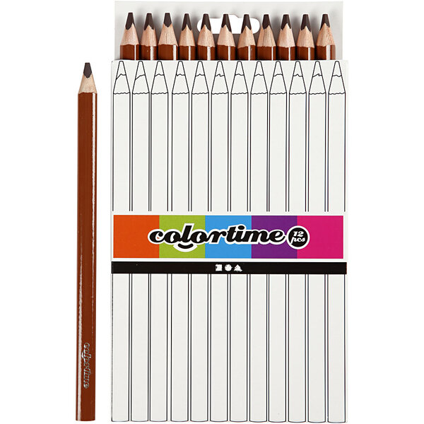 Colortime Kleurpotloden, L: 17,45 cm, vulling 5 mm, JUMBO, bruin, 12 stuk/ 1 doos