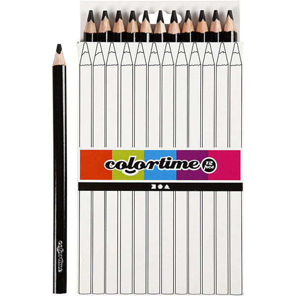 Colortime Kleurpotloden, L: 17,45 cm, vulling 5 mm, JUMBO, zwart, 12 stuk/ 1 doos