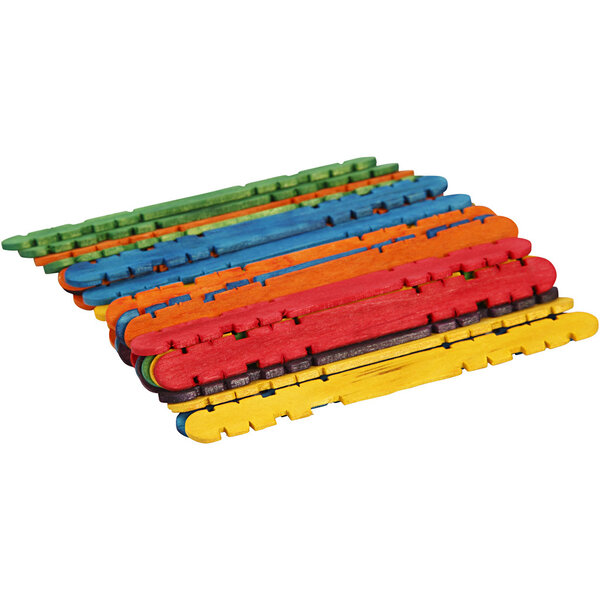 Creativ Company Constructiehoutjes, L: 11,4 cm, B: 10 mm, diverse kleuren, 30 stuk/ 1 doos