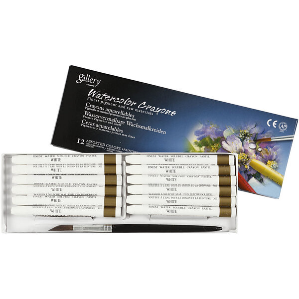 Mungyo Aquarelkrijt, L: 9,3 cm, dikte 8 mm, wit (301), 12 stuk/ 1 doos
