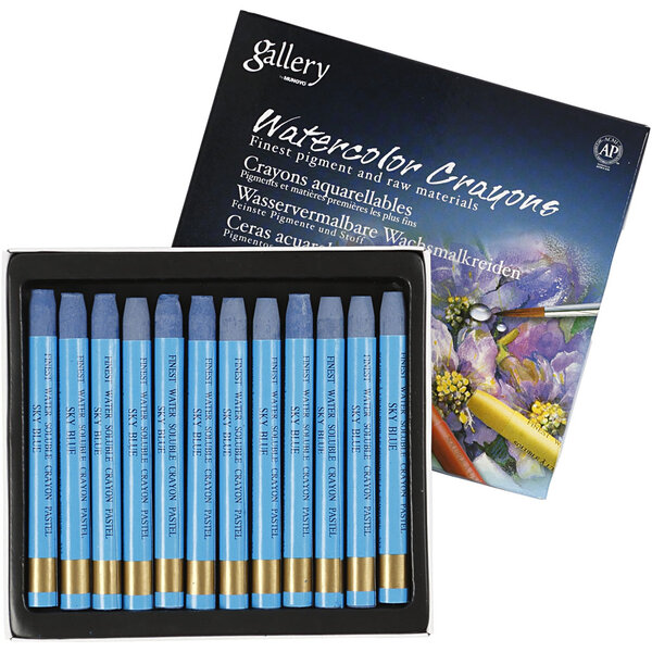 Mungyo Aquarelkrijt, L: 9,3 cm, dikte 8 mm, hemelsblauw (337), 12 stuk/ 1 doos