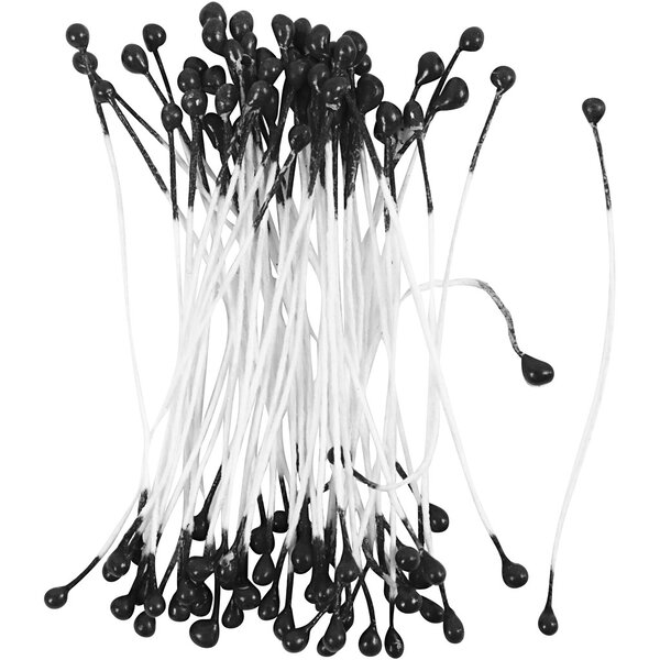 Creativ Company Bloemmeeldraden, L: 6,4 cm, d 2 mm, zwart, 100 stuk/ 1 doos