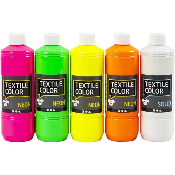 Creativ Company Textielkleur, diverse kleuren, 5x500 ml/ 1 doos