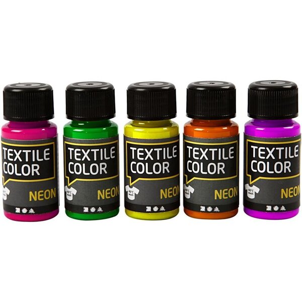 Creativ Company Textielkleur, diverse kleuren, 5x50 ml/ 1 doos