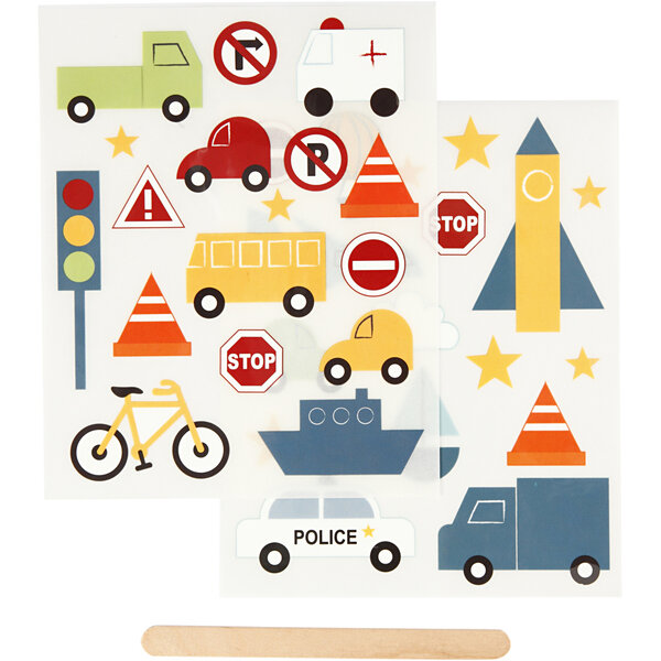 Creativ Company Rub-on Stickers, transport, vel 12,2x15,3 cm, 1 doos