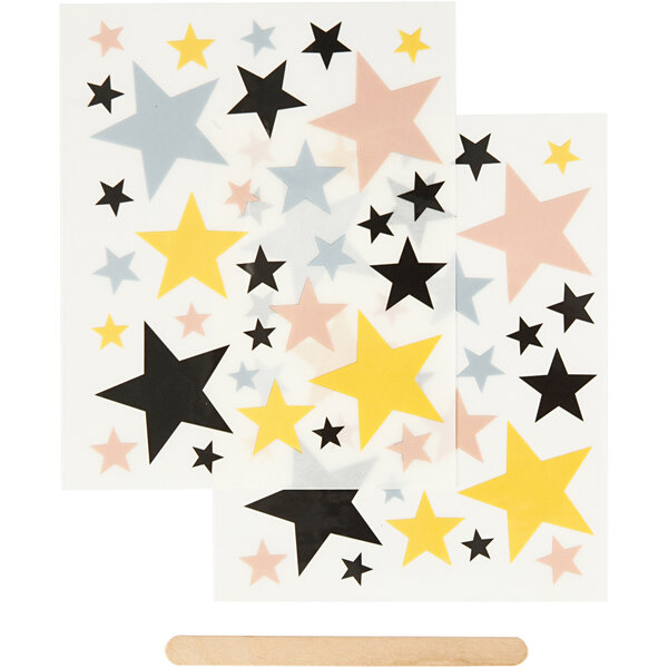 Creativ Company Rub-on Stickers, sterren, vel 12,2x15,3 cm, 1 doos