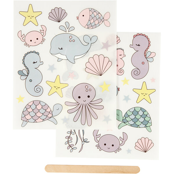 Creativ Company Rub-on Stickers, oceaan, vel 12,2x15,3 cm, 1 doos