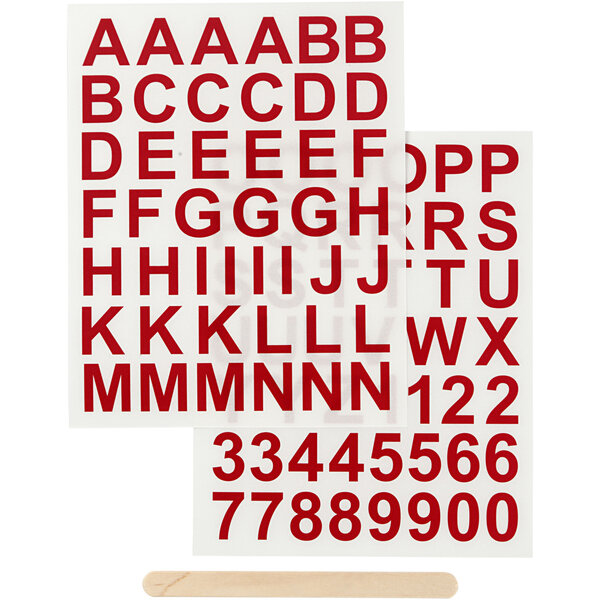 Creativ Company Rub-on Stickers, letters en cijfers, H: 17 mm, B: 17 mm, vel 12,2x15,3 cm, rood, 1 doos