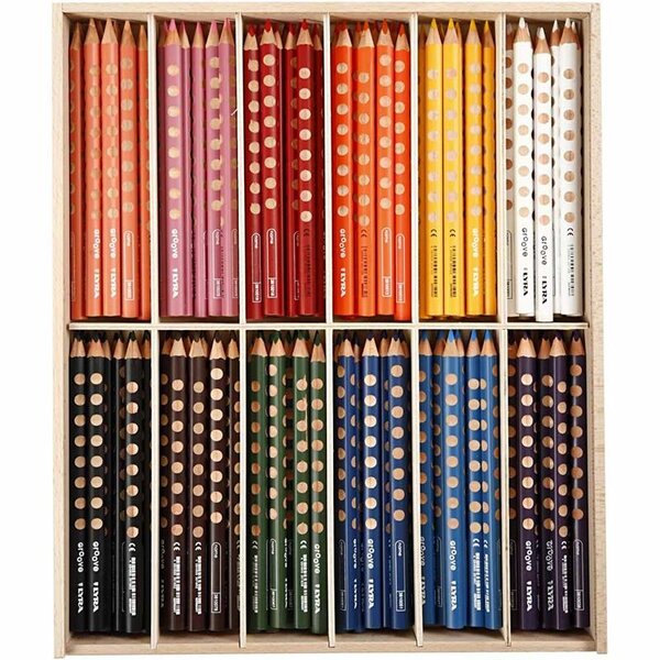 Groove Kleurpotloden, L: 18 cm, vulling 4.25 mm, diverse kleuren, 12x12 stuk/ 1 doos