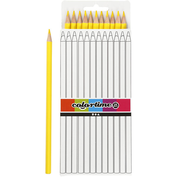 Colortime Colortime Kleurpotloden, L: 17 cm, vulling 3 mm, geel, 12 stuk/ 1 doos