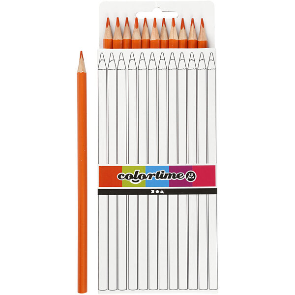Colortime Colortime Kleurpotloden, L: 17 cm, vulling 3 mm, oranje, 12 stuk/ 1 doos