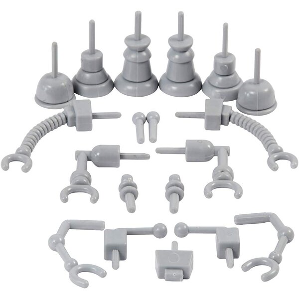 Silk Clay Robot onderdelen, afm 0,5-6 cm, grijs, 19 stuk/ 1 doos