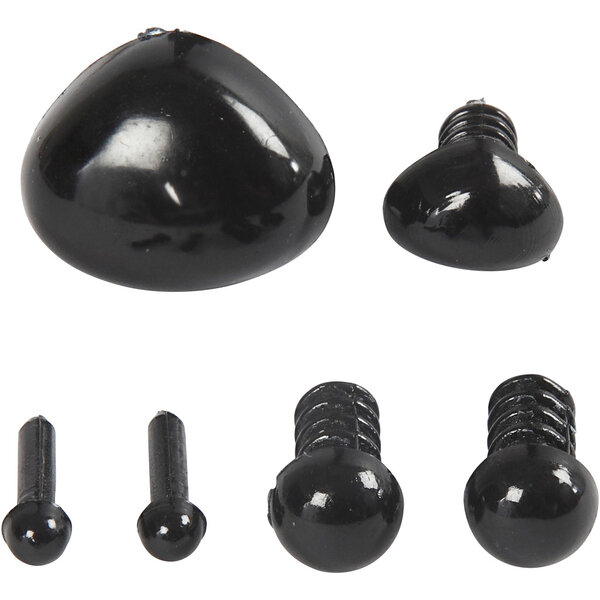 Foam Clay Ogen en snuiten voor modellering, d 3+6 mm, afm 8x6+14x11 mm, zwart, 20 set/ 1 doos
