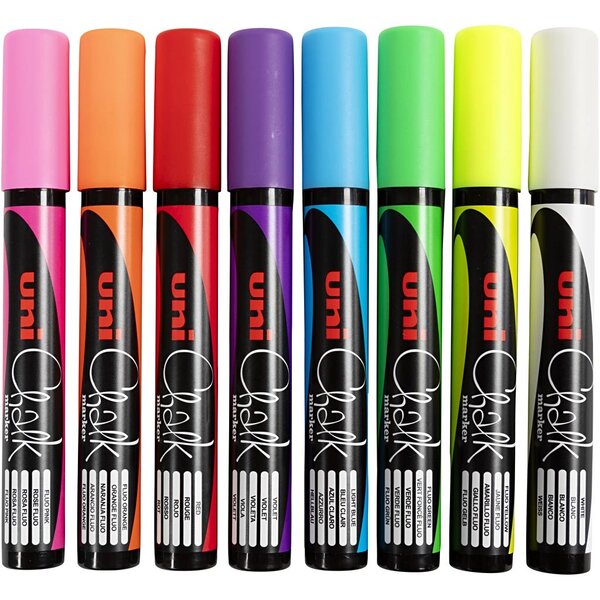Uni-Posca Chalk Marker, lijndikte 1,8-2,5 mm, 8 stuk/ 1 doos