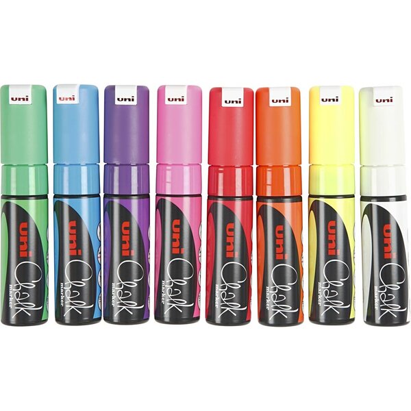 Uni-Posca Chalk Marker, lijndikte 8 mm, diverse kleuren, 8 stuk/ 1 doos