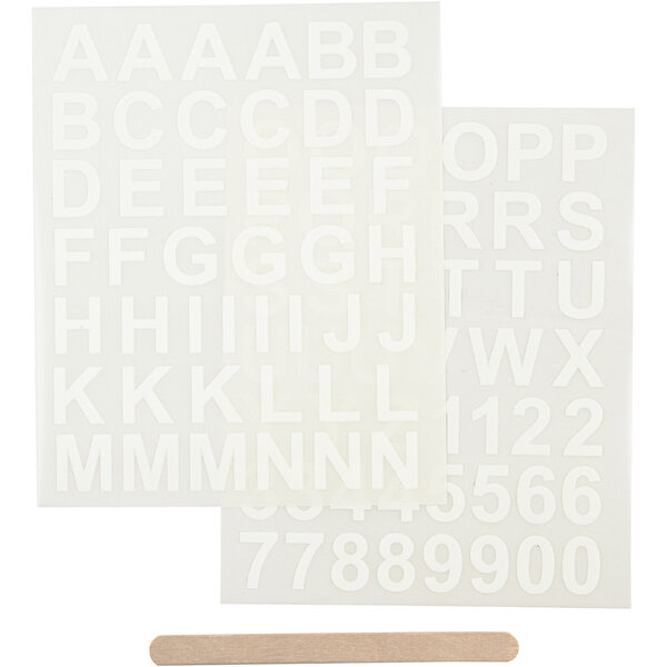 Creativ Company Rub-on Stickers, letters en cijfers, H: 17 mm, B: 17 mm, vel 12,2x15,3 cm, wit, 1 doos