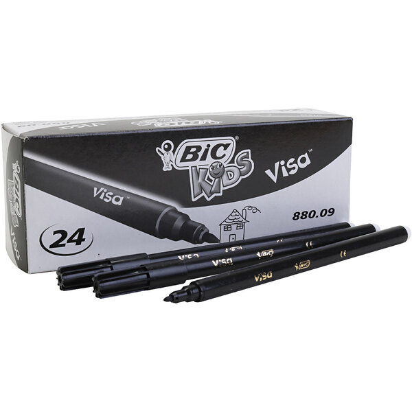 BIC BIC Visa Fijne Marker, lijndikte 0,7 mm, zwart, 24 stuk/ 1 doos