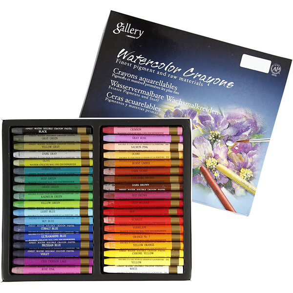 Mungyo Aquarelkrijt, L: 9,3 cm, diverse kleuren, 36 stuk/ 1 doos
