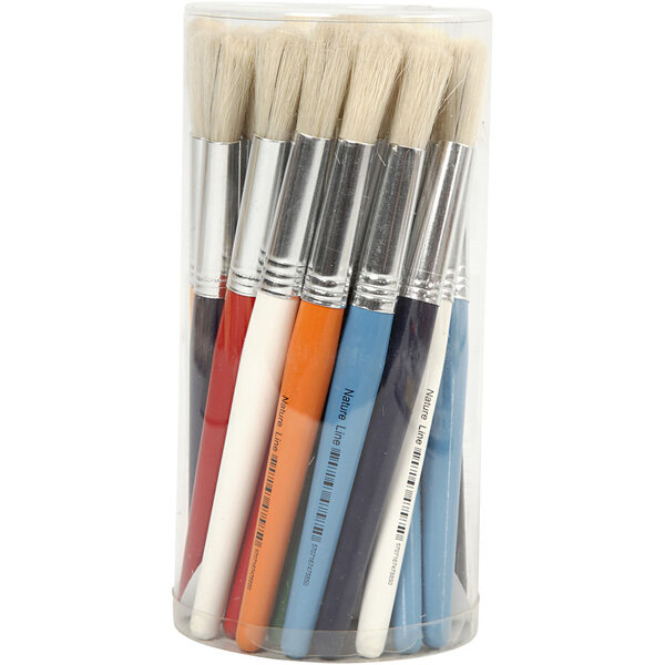 Creativ Company Kwasten voor Kinderen, L: 19 cm, B: 12 mm, rond, 30 stuk/ 1 doos
