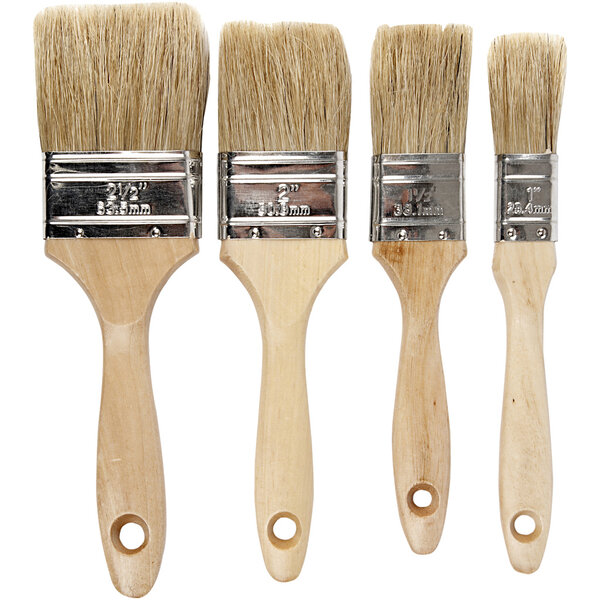Creativ Company Vernis kwasten, L: 19,5-21 cm, B: 25-63 mm, plat, 4 stuk/ 1 doos