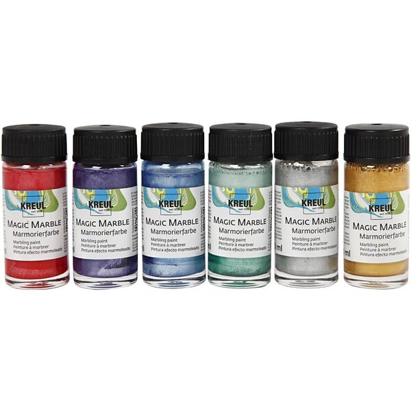 Kreul Magic Marble-verf, metallic kleuren, 6x20 ml/ 1 doos